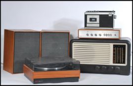 A group of vintage retro Hi-Fi musical equipment to include a Ferranti 146 bakelite radio, Bush