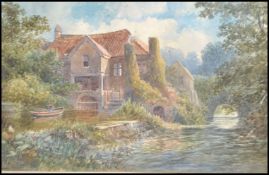 Alfred Edward Parkman (1852-1930)  A watercolour painting of a river and weir scene, possibly