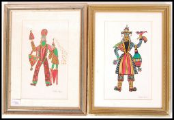 A PAIR OF ABSTRACT PAINTINGS OF FIGURES BY ODETTE