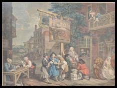 A original hand coloured plate of William Hogarth's 'Canvassing for Votes II' engraved by Charles
