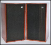 A pair of vintage 20th Century Wharfdale teak cased Linton 2 stereo speakers, original mesh covers