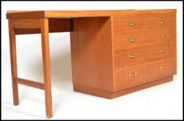 A vintage / retro 20th Century Air Ministry Industrial single pedestal knee-hole desk / plan