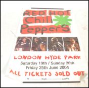 A large Red Hot Chilli Peppers music memorabilia tour poster for London Hyde Park for Saturday 19th,