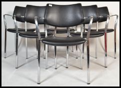 A set of  6 contemporary polished steel and black