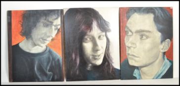 James Palmer - Three large oil on canvas portrait study paintings by artist James Palmer, the