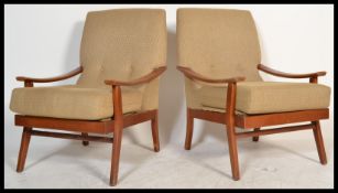 A pair of retro 20th Century open framed teak wood