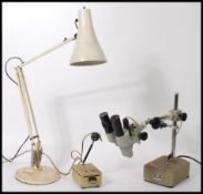 An Electronics Wessex Bristol made electron microscope and light along with a vintage anglepoise