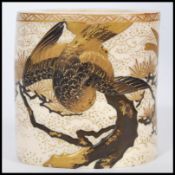 A 19th century Japanese Edo period ivory part vase having gilded and lacquer decoration of eagles