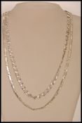 Two vintage sterling silver 925 necklace chains one with a flat link chain and the other with a