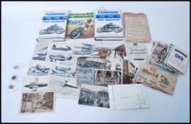 A collection of vintage 20th century ephemera to include motorcycle related items such as 'Turning