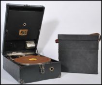 An early 20th Century Edwardian  HMV /His Masters Voice Portable Picnic Gramophone, in black vinyl
