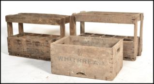 A collection of old vintage Industrial 20th century wooden crates to include examples from Whitbread