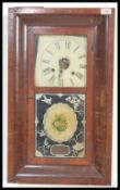 A late 19th / early 20th Century American walnut cased wall clock, painted dial with Roman numeral