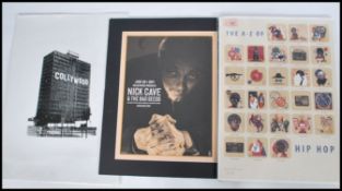 A selection of 20th century contemporary prints to include the A-Z of hip hop poster designed by