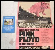 A vintage Pink Floyd poster for the In The Flesh tour in The Olympic stadium France Wednesday 6th