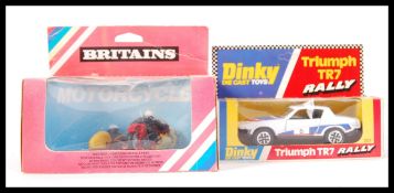 TWO SCALE DIECAST MODEL MOTOR VEHICLES BY BRITAINS AND DINKY
