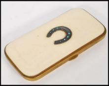 A late 19th century French ivory and brass case of rectangular form by T E Paris having a silver