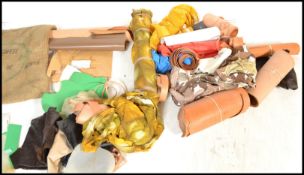 A collection of leather remnants / rolls, various colours and thickness and grades of leather