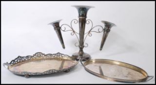 A vintage 20th Century silver-plated epergne, by Walker & Hall, Sheffield, three branches with