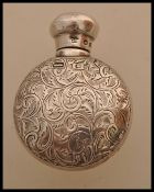 A 19th century Victorian hallmarked silver pocket perfume bottle by G Watts having scrolled