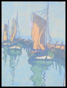 Helene Tupke-Grande (1871-1946) A framed and glazed colour woodblock print of sailing boats at
