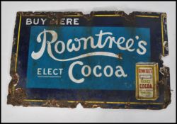 A vintage early 20th Century enamel point of sale Industrial advertising sign for Rowntree's, the