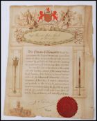 1st Gloucesters / 1st Glosters. Decorative embossed certificate from the Citizens of Gloucester of