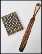 A 19th Century Visakhapatnam card case with inlaid bone and wood in a Islamic geometric pattern,