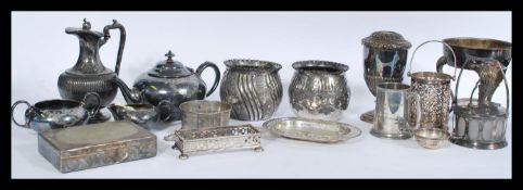 A selection of silver plate wares to include a pai