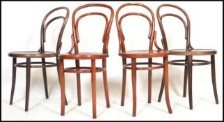 A set of four vintage early 20th century Thonet style bentwood cafe / bistro dining chairs, circular