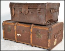 A vintage early 20th Century canvas and cane steamer trunk, together with a stunning early 20th