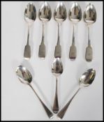 A group of eight 19th century Georgian silver hallmarked teaspoons to include a set of four matching