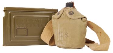 WWII SECOND WORLD WAR WATER CANTEEN BOTTLE AND AMMUNITION BOX