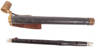 WWI FIRST WORLD WAR ROSEWOOD PICCOLO IN FITTED LEATHER CASE