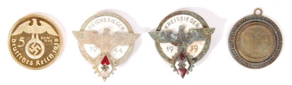 ASSORTED WWII SECOND WORLD WAR THIRD REICH NAZI BADGES & COIN