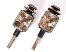 PAIR OF 19TH CENTURY STEAM CAR CANDLE COACHING LAMPS