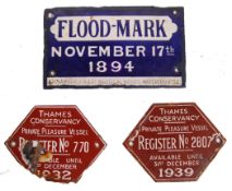 EARLY 20TH CENTURY ENAMEL PLEASURE VESSEL NUMBER PLATES