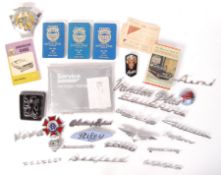LARGE COLLECTION OF VINTAGE CLASSIC CAR BADGES & RELATED