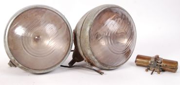 PAIR OF VINTAGE ' KING OF THE ROAD ' JOSEPH LUCAS LTD HEADLIGHTS