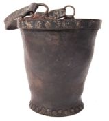 ANTIQUE GEORGIAN LEATHER AND COPPER RIVETED FIRE BUCKED