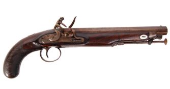 19TH CENTURY ANTIQUE FLINTLOCK LONG BARRELLED PISTOL