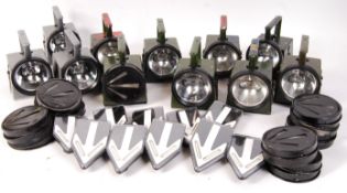 A selection of bardic railway and military convoy navigational direction arrow lights to include