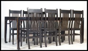 A stunning 20th Century Chinese large refectory dining table and chairs dining suite, consisting