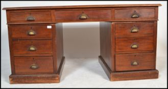 A Victorian walnut partners desk three short drawe