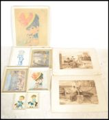 A group of vintage prints of children retailed originally in Boots depicting comic children with
