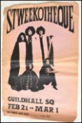 A vintage 1960's music poster for Stweekotheque poster, on salmon coloured paper, with the band to