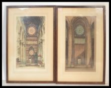 Two early 20th century artist proof hand coloured etching by E. Sharland, one titled the rose window