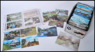 Canal postcards: Collection of UK nationwide waterways with barges / narrow boats. Album and loose