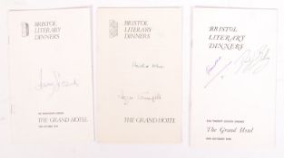 BRISTOL LITERARY DINNERS - VARIOUS AUTOGRAPHED PROGRAMMES