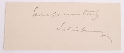 ROBERT GASCOYNE-CECIL - PRIME MINISTER - AUTOGRAPH